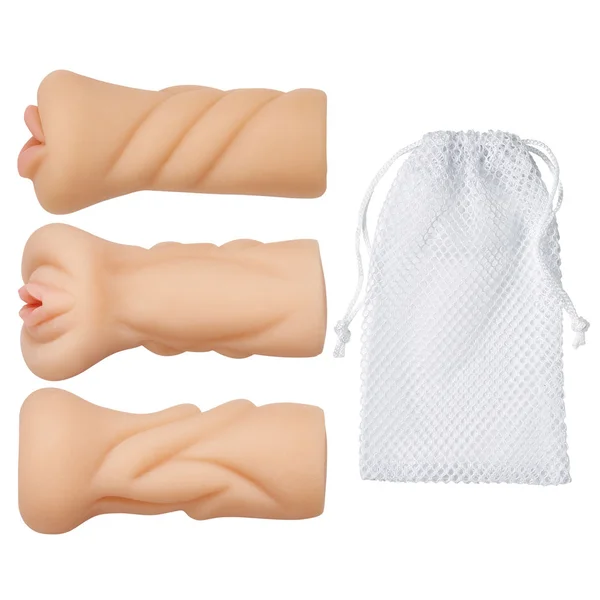 Trio Stroker Pussy Ass Mouth Masturbator Kit - Flesh — image 9 of 11