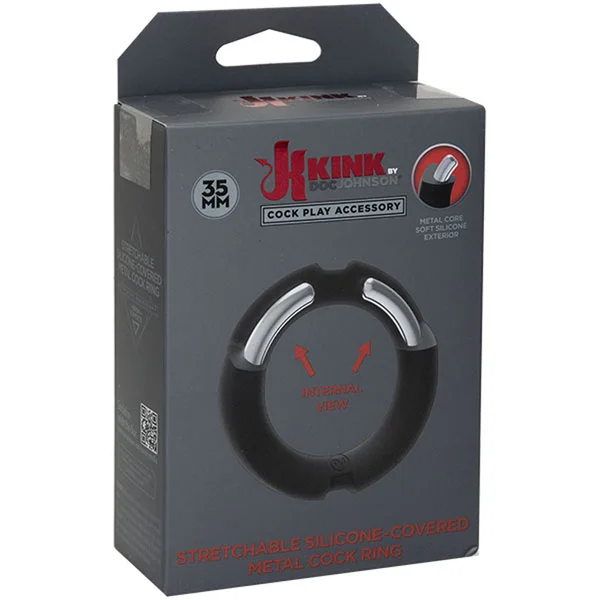 Hybrid Silicone Covered Metal Cock Ring - 35mm — image 7 of 10