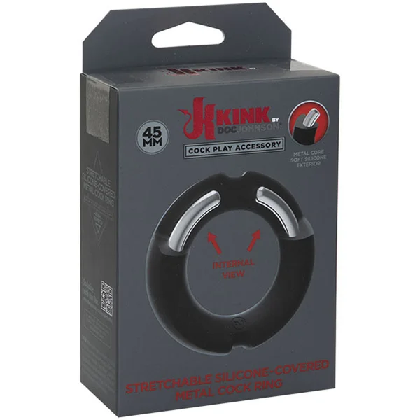 Hybrid Silicone Covered Metal Cock Ring - 45mm — image 8 of 11