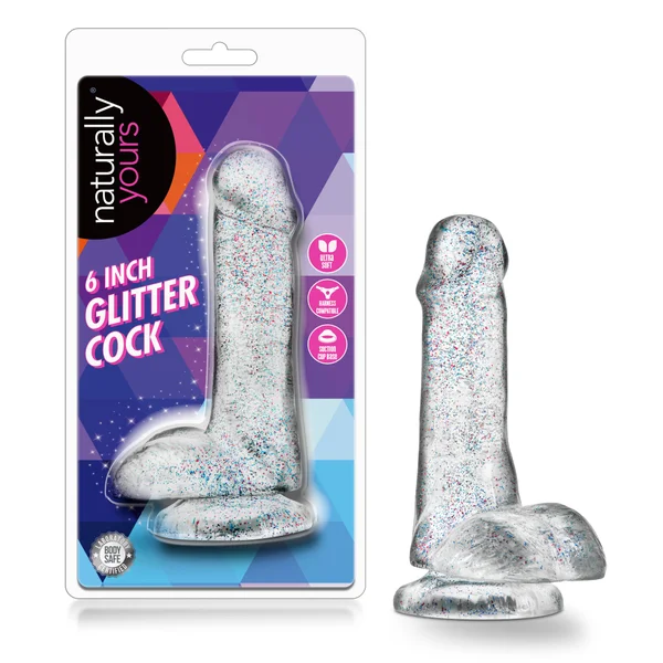 Naturally Yours - 6 Inch Glitter Cock - Sparkling Clear — image 25 of 25