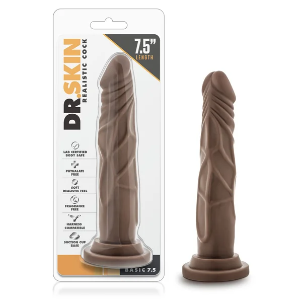 Dr. Skin - Realistic Cock - Basic 7.5 - Chocolate — image 7 of 9