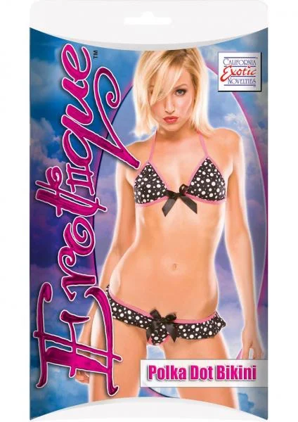 Erotique Polka Dot Bikini Black with White and Pink