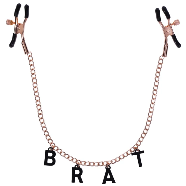 Sex & Mischief Brat Charmed Nipple Clamps By Sportsheets - Rose Gold & Black