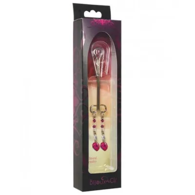 Bijoux Cli Clamp Double Loop with Heart Charm Fuchsia Beads
