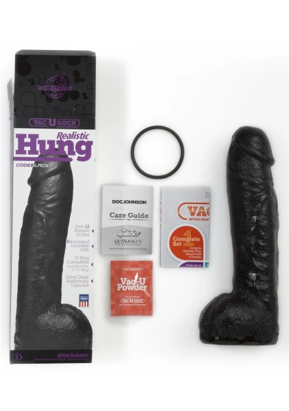 Doc Johnson Vac-U-Lock Realistic Hung 12" Cock - CodeBlack