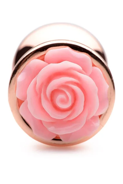 Booty Sparks Rose Gold Butt Plug with Pink Flower - Medium