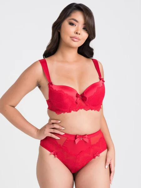 Lovehoney Moonlight Desire Red Satin Crotchless Bra Set