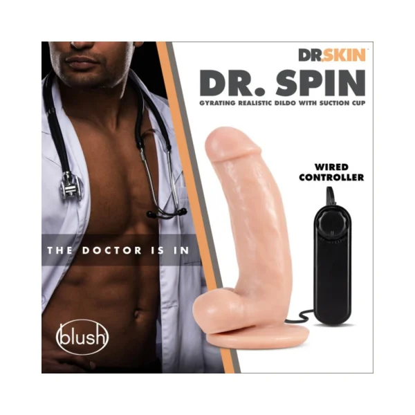 Dr. Skin - Dr. Spin 7" Gyrating Dildo Vanilla — image 9 of 10