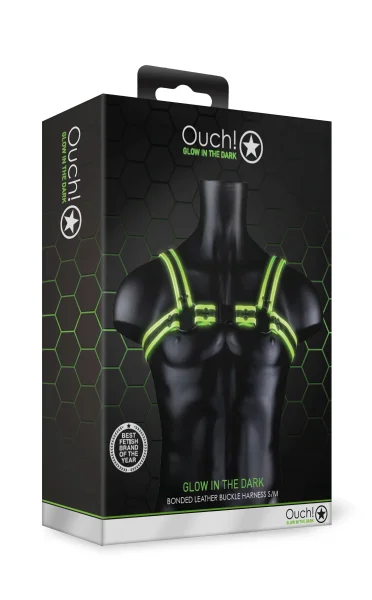 Bonded Leather Buckle Harness - Small-medium -  Glow in the Dark