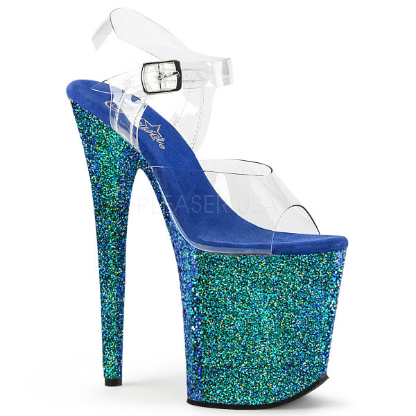 8 inches Heel, 4 inches PF Ankle Strap Sandal W/Holographic Glitter Cov — image 5 of 12