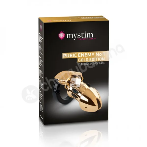 Mystim Pubic Enemy No 1 Gold Edition E-stim Cock Cage