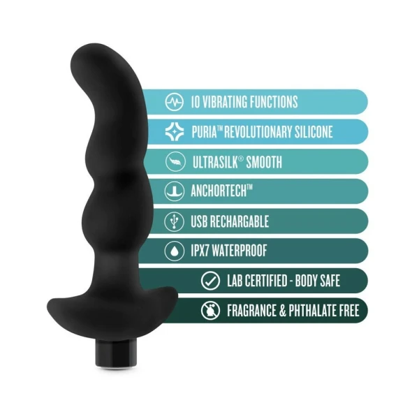 Blush Anal Adventures Platinum Silicone Vibrating Prostate Massager 03 - Black