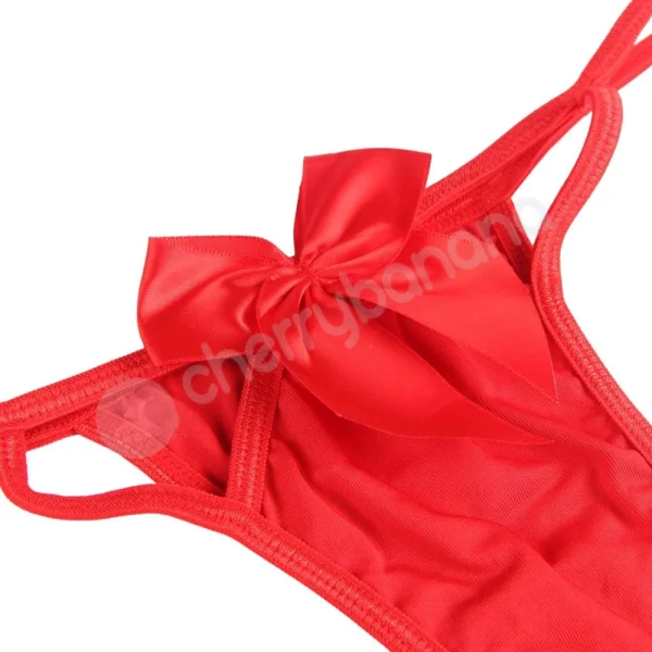 Cherry Banana Red Sexy Bow Underwire Bra & Panty Lingerie Set