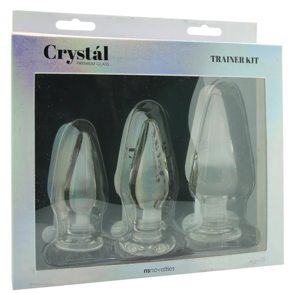 Crystal Glass Tapered Butt Plug Trainer Kit by NS Novelties - Clear