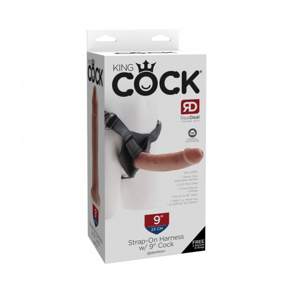 King Cock Strap-on Harness W/ 9in Cock Tan