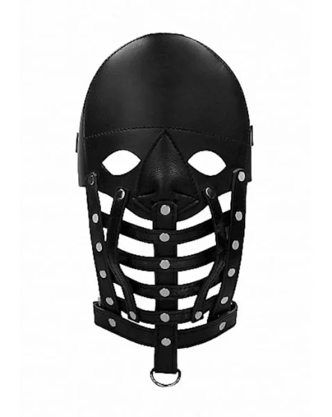 Leather Male Mask- Black - Black