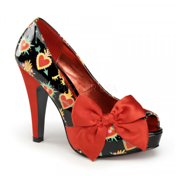 BETTIE-13 - 4 1/2" Heel, 1" Hidden P/F Open Toe Pump W/ Large Satin Bow — image 5 of 12
