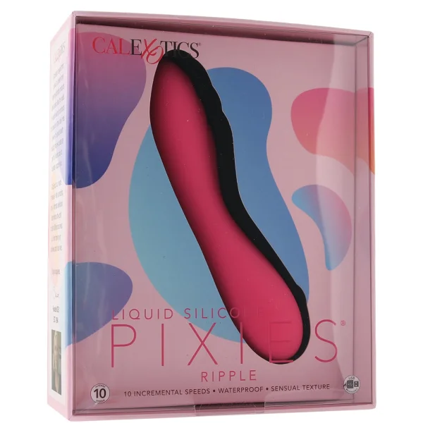 Liquid Silicone Pixies Ripple Rechargeable Waterproof Vibrator By CalExotics - Pink