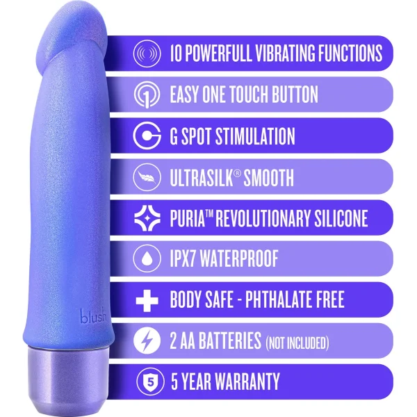 Luxe Plus Arise Silicone Waterproof Vibrator by Blush - Periwinkle