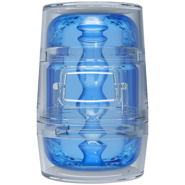 Main Squeeze Pop Off Optix Compact Penis Masturbator by Doc Johnson - Crystal Blue