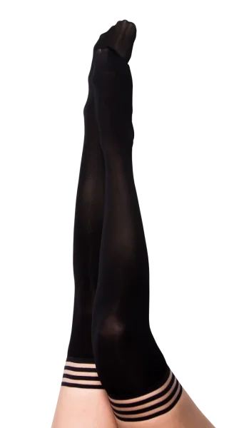 Kix'ies Danielle Black Opaque Thigh Highs