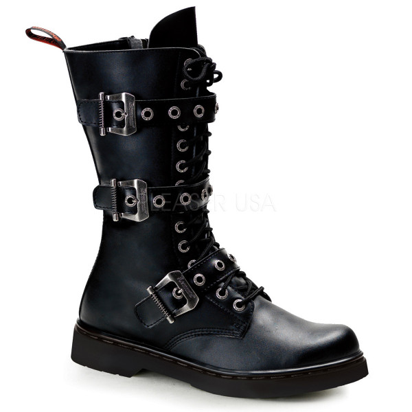 14 Eyelet 3 Buckle Vegan Calf Combat BT W/ Size Zipper