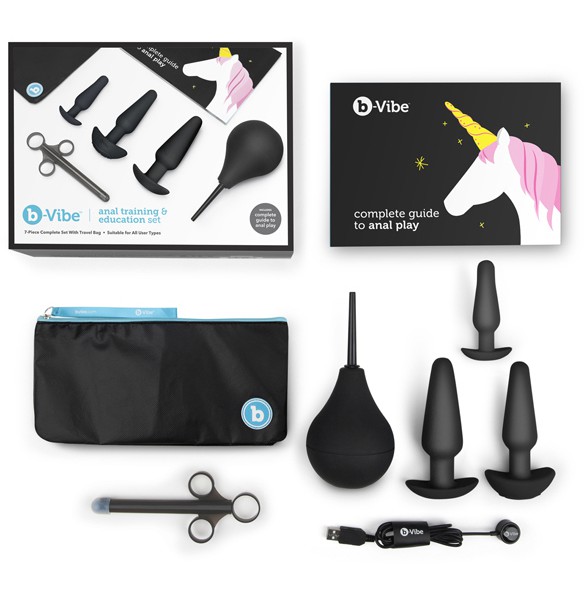 B-Vibe Anal Education Silicone Butt Plugs & Douche Set (7 Pce)