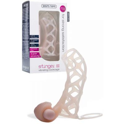 Shots Toys Stretchy Silicone Vibrating Cock Cage LIMITED TIME SUPER DEAL