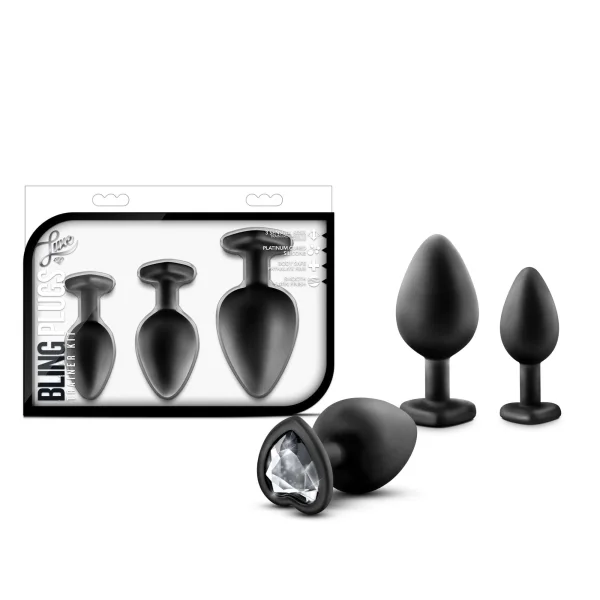 Luxe Bling Plugs Training Kit Black With White Gems
