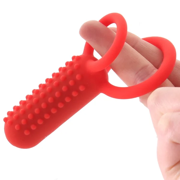 Silicone Rechargeable Vertical Dual Enhancer Vibrating Cock Ring By CalExotics - Red