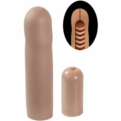 The Rhino Genesis Wicked Wave 8 Silicone Penis Extension By Traz Rhino Caramel