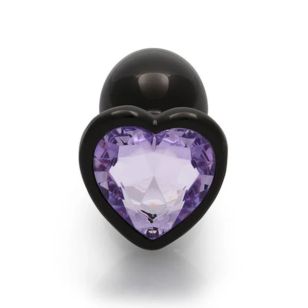 Ouch Purple Heart Gem Metal Black Plug Small