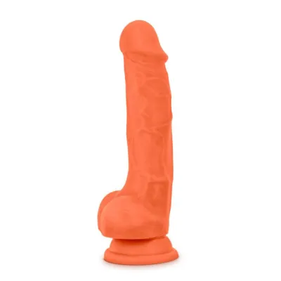 Neo Elite 7 5 Inch Silicone Dual Density Cock With Balls Neon Orange