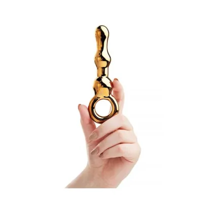 Lucent Aperto Gold Glass Butt Plug Gold 6 1 Inch