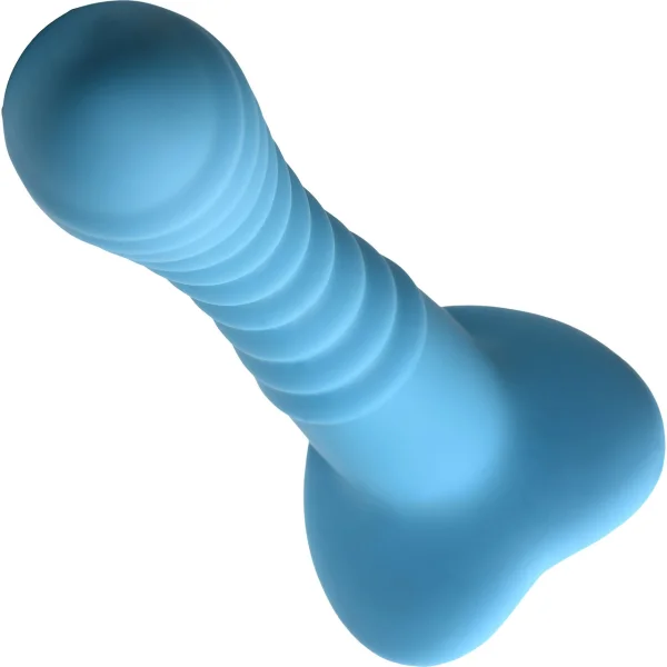 Simply Sweet Ribbed 7" Silicone G-Spot Suction Cup Dildo - Blue