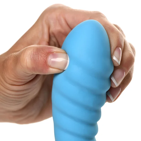 Simply Sweet Ribbed 7" Silicone G-Spot Suction Cup Dildo - Blue
