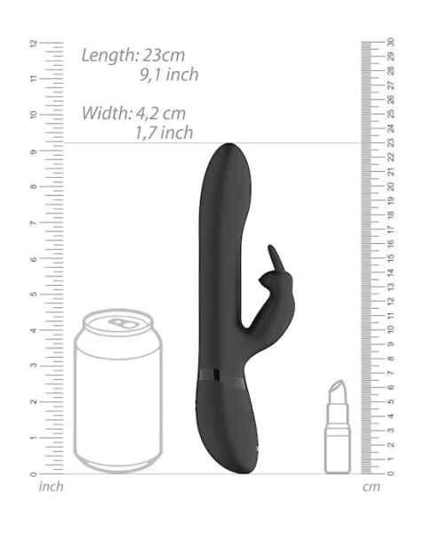 Amoris - Stimulating Beads Rabbit  - Black - 8 Inch