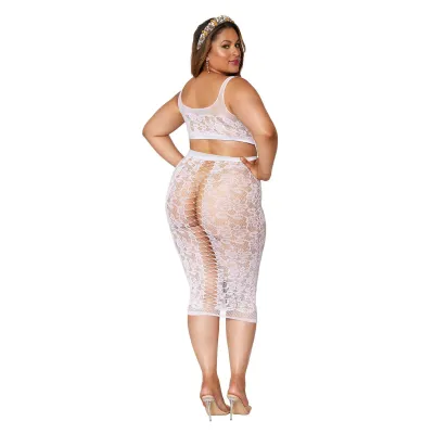 Bralette and Slip Skirt Queen Size White
