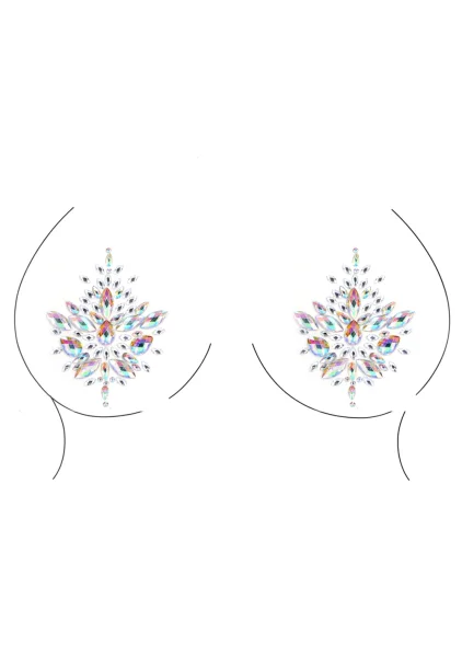 Le Desir Open-Cup Tie Dye Strappy Teddy and Dazzling Nipple Bling Stickers