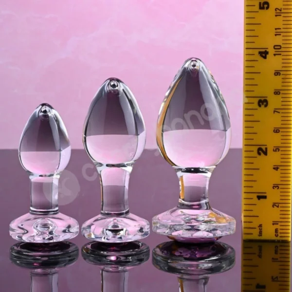 Adam & Eve Pink Gem Glass Butt Plug 3 Piece Set