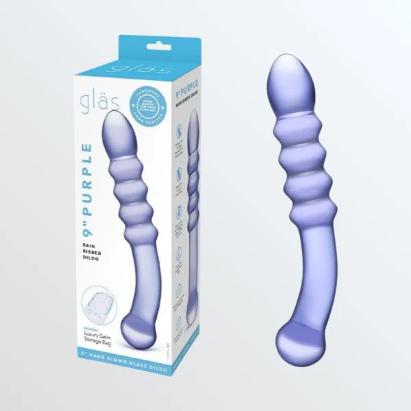 Glas Purple Rain Ribbed Glass Dildo