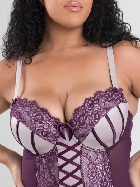 Lovehoney Plus Size Boudoir Belle Plum Push-Up Basque Set