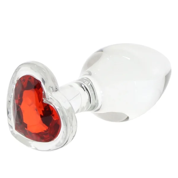 Adam & Eve Red Heart Gem Glass Plug