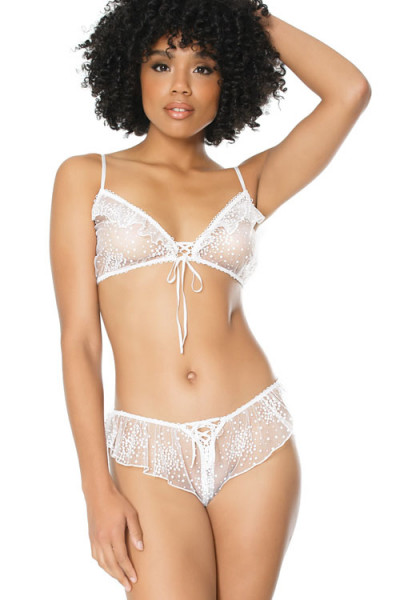 Adore You White Tulle Bralette with Boyshort By Coquette