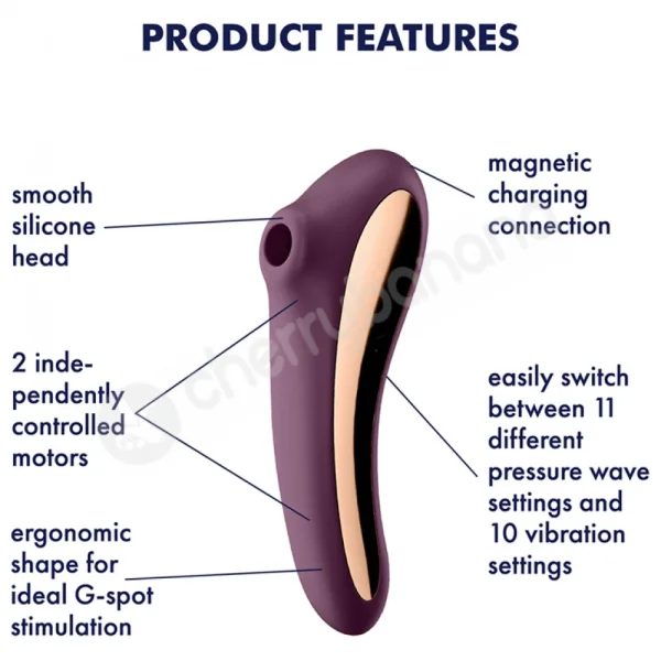 Satisfyer Purple Dual Kiss 2 In 1 Vibrating & Pressure Wave Stimulator
