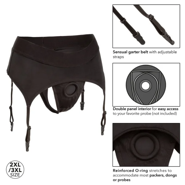 Boundless Thong With Garter Strap-On Harness By CalExotics - 2 X-Large / 3 X-Large