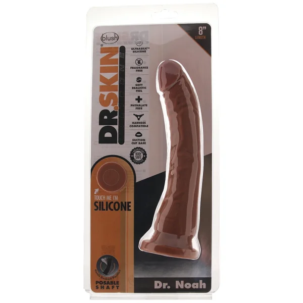 Dr. Skin Dr. Noah 8" Realistic Posable Silicone Dildo With Suction Cup By Blush - Caramel