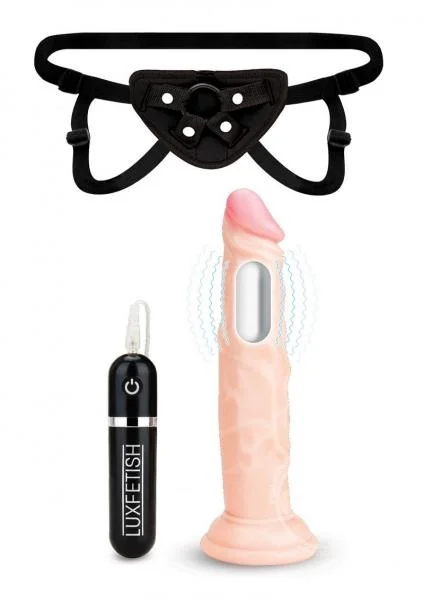 Lux Fetish 6.5" Realistic Vibrating Dildo W/strap On Harness Set — image 3 of 4