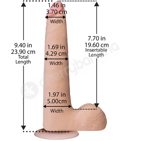 The Realistic Cock Slim Flesh 9" Dildo With Balls
