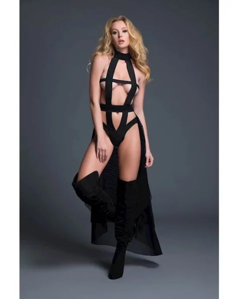 Adore Skye Edge Teddy And Sheer Skirt - Black - Large